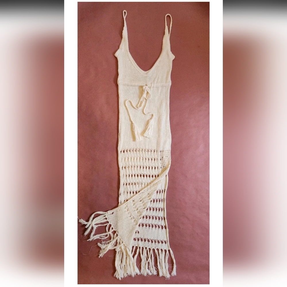FLOOK THE LABEL Lyanah Crochet Cover-Up Dress in White - Picture 7 of 14